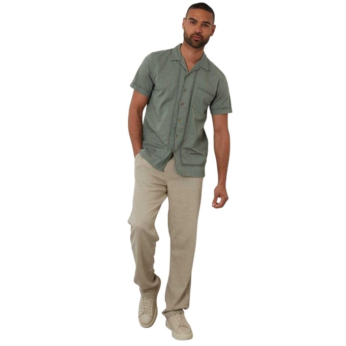 Threadbare Heren Haaktrim Korte Mouwen Shirt (Salie)
