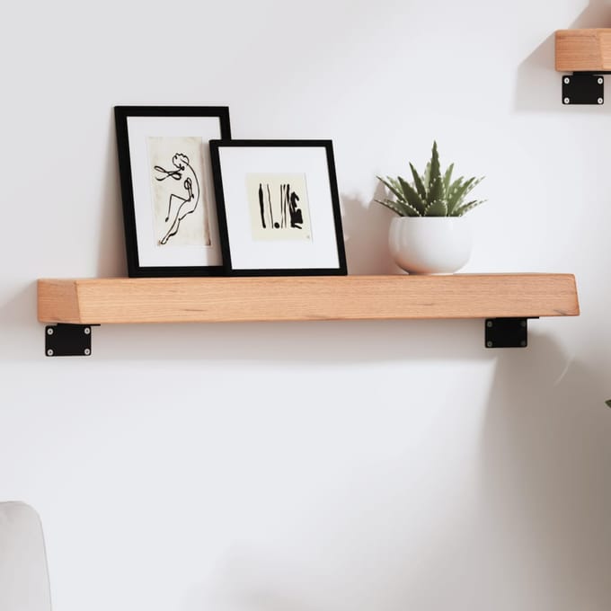vidaXL - Wandschap - 60x10x6 - cm - behandeld - massief - eikenhout - lichtbruin