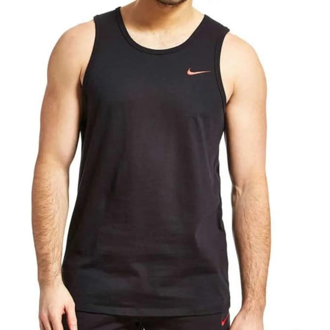 Nike geborduurde Swoosh heren tanktop in zwart