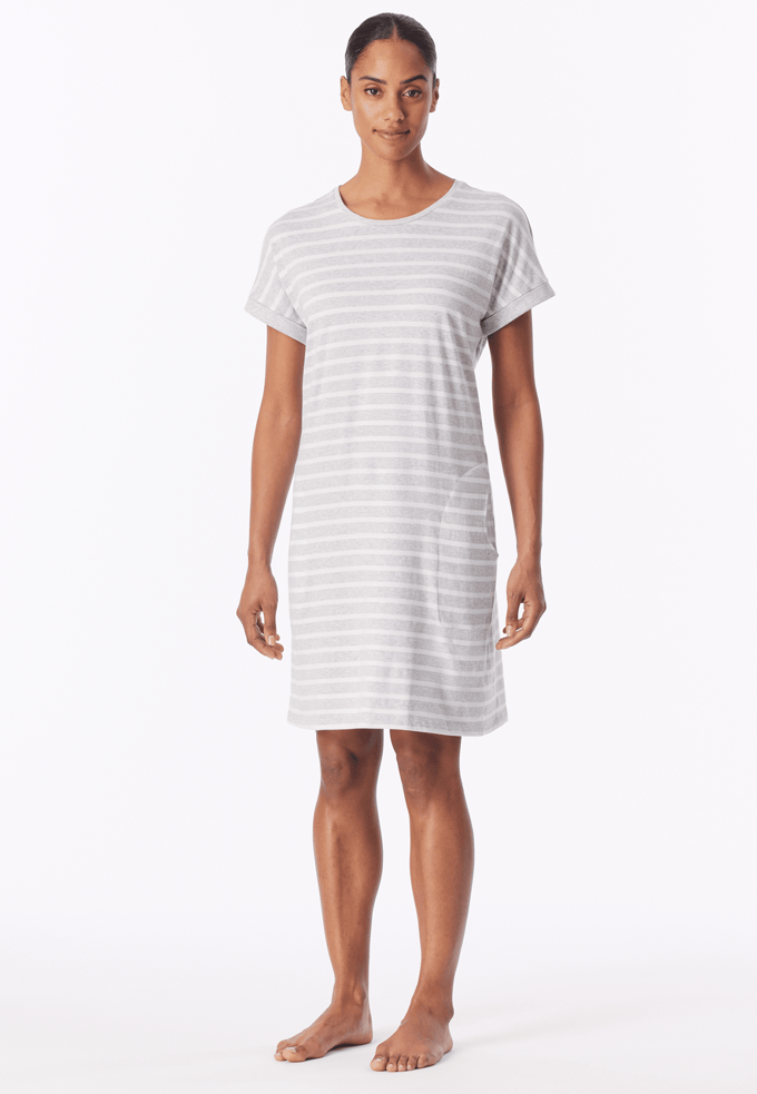 Slaapshirt met korte mouwen, gestrept, zilvergrijs gemêleerd - Casual Essentials 48