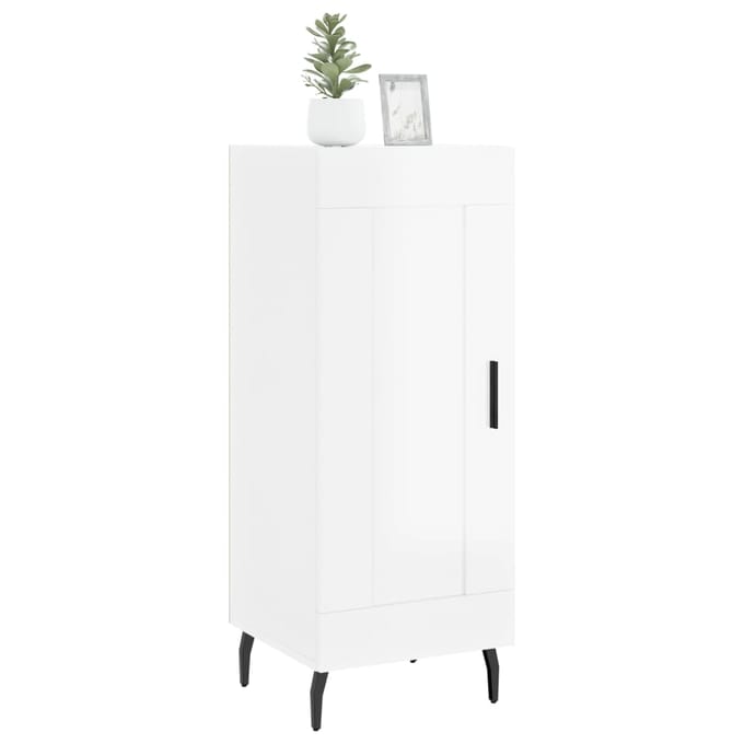 vidaXL - Dressoir - 34,5x34x90 - cm - bewerkt - hout - hoogglans - wit