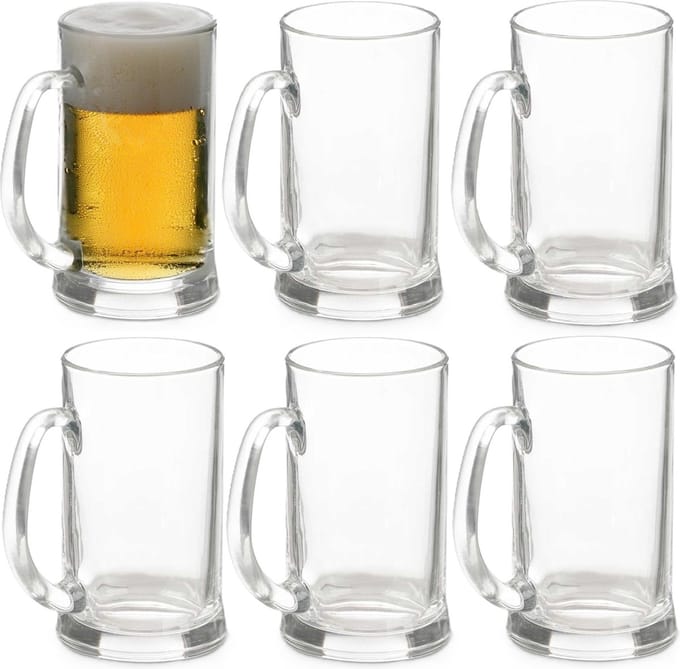 Vivalto Bierglazen - Bierpullen - transparant glas - 6x stuks - 650 ml - Cadeau - Vaderdag