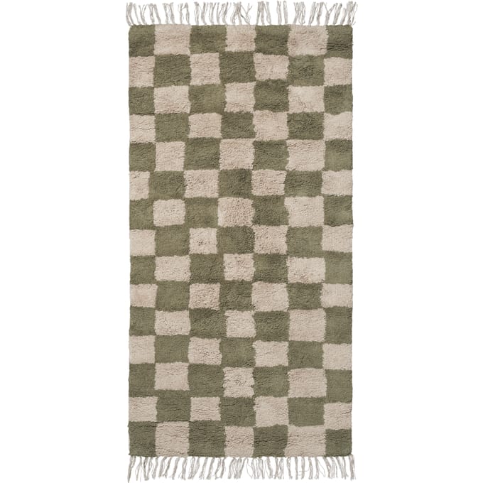 Ferm Living Mara wasbaar vloerkleed - elm green/warm sand