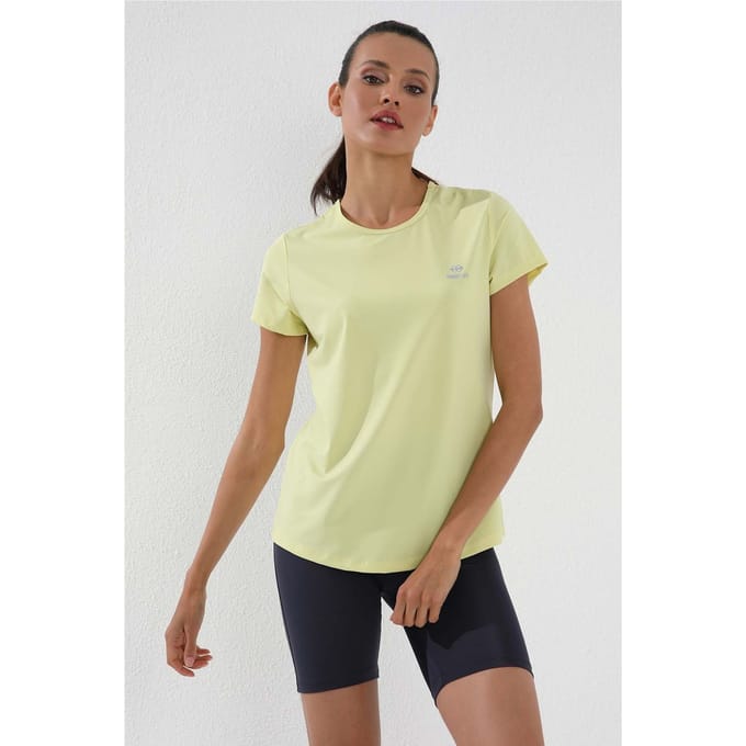 Dames Effen Korte Mouwen Rondhals T-Shirt