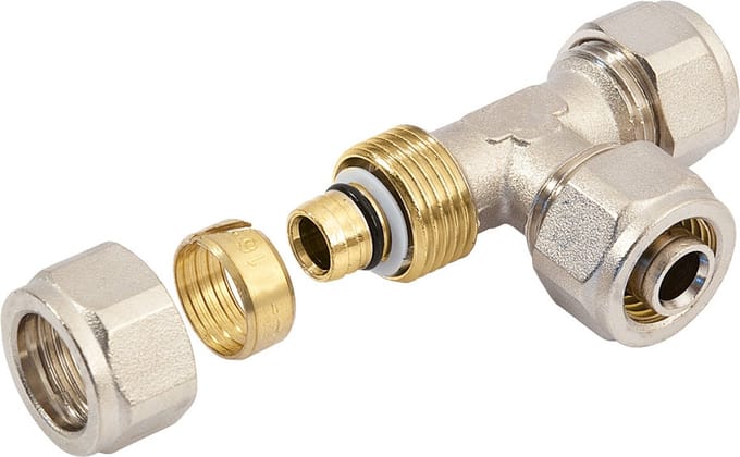 Bonfix Alu-knel messing knelkoppeling T-stuk 20mm FFF