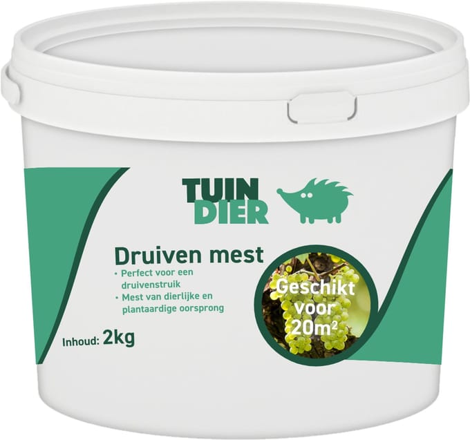 Druivenmest | Druiven mest | Druiven voeding | 100% natuurlijk | In handige bewaaremmer | 2.000 gram | 2 kilogram | TUIN-DIER