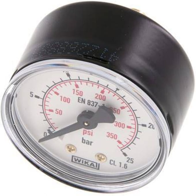 0..25 Bar Manometer Achteraansluiting Staal/Messing 50 mm Klasse 1.6