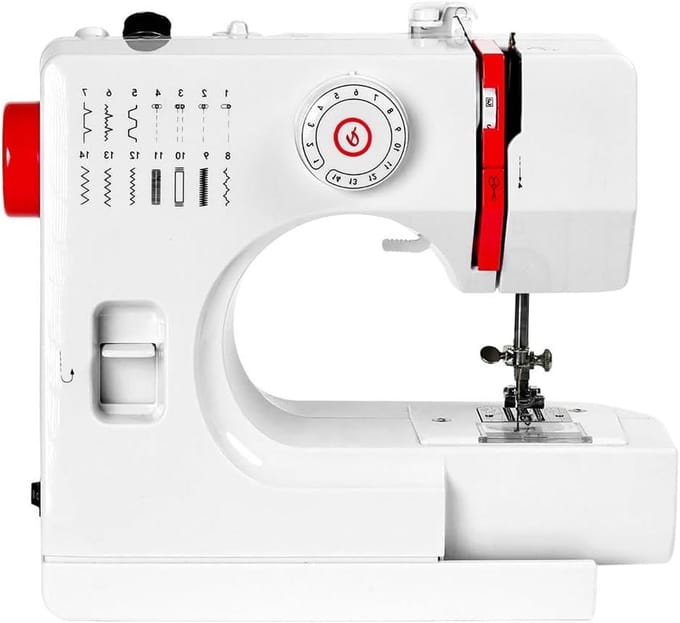 Mini Naaimachine - Elektrische Machine - Handwerk Maken - 14 Steekpatronen - 26 x 13 x 24 cm - Wit