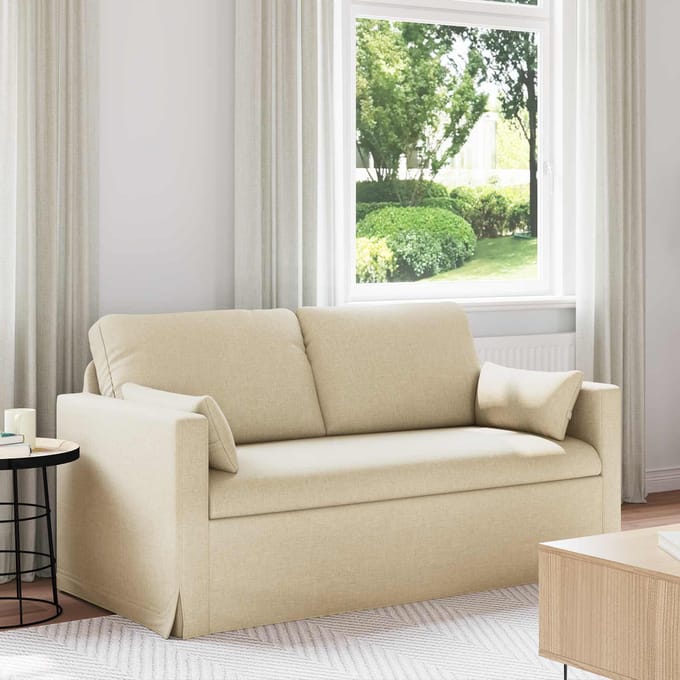 vidaXL - Bank - 2-zits - Crème - 158 - x - 78 - x - 80 - cm - Stof