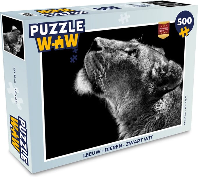 Puzzel Leeuw - Dieren - Zwart wit - Legpuzzel - Puzzel 500 stukjes