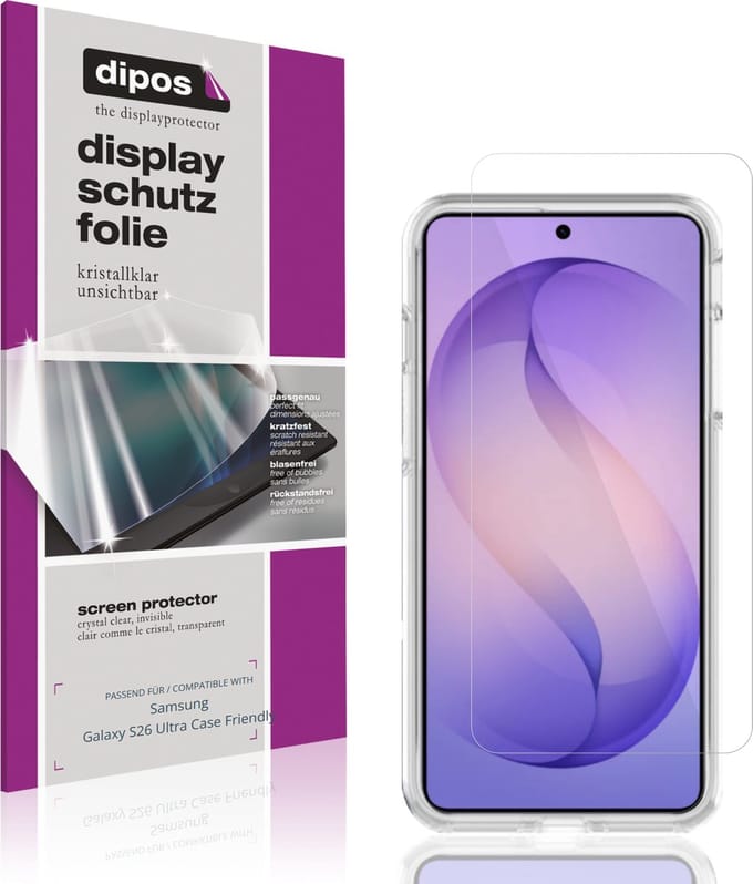 dipos – 4x Beschermfolie geschikt voor Samsung Galaxy S26 Ultra Case Friendly | Krasbestendige & heldere Screenprotector Ultra-Thin