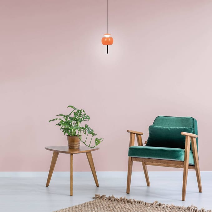 Mantra Iluminación Roller LED hanglamp, oranje, in hoogte verstelbaar, trekstang