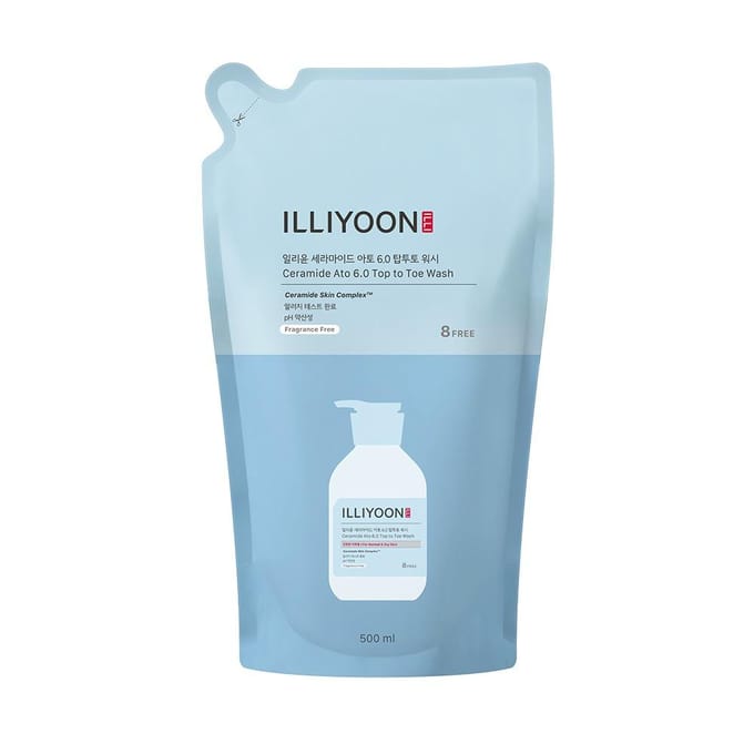 Illiyoon Ceramide Ato 6.0 Top tot Teen Was Zachte Diepe Hydratatie Navulling 500ml white