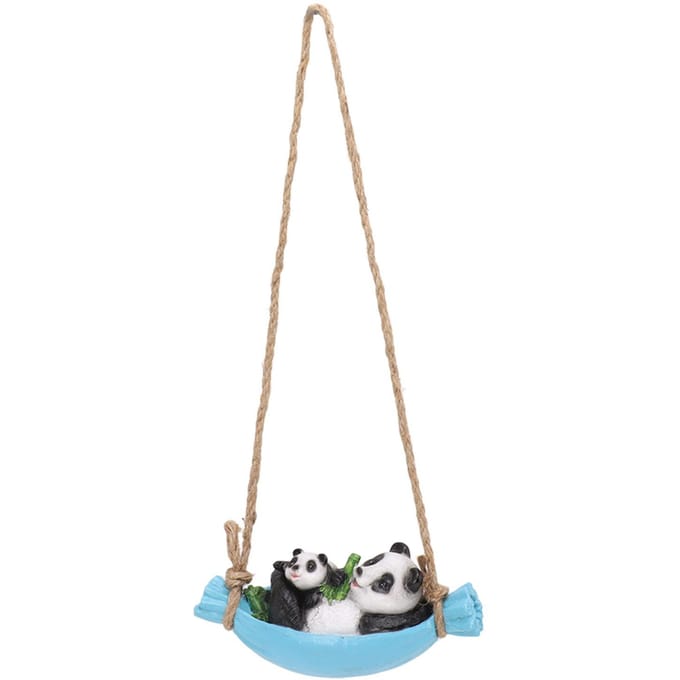 Statue Balançoire Panda Mère et Bébé Panda Allongés Sur La Balançoire Résine Simulation Animal Jardin white