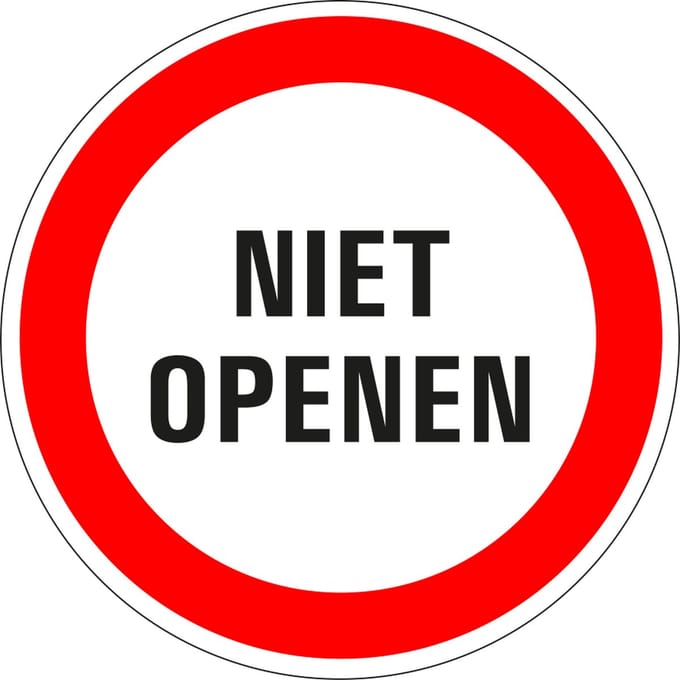 Niet openen sticker 200 mm