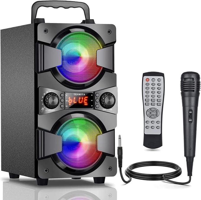 Draagbare Luidspreker - Bluetooth Speaker - Muziek Afspelen - Krachtig Geluid - 60 Watt - Houtkleurig
