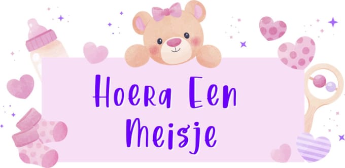 Hoera Een Meisje Spandoek - Geboorte 100x200cm