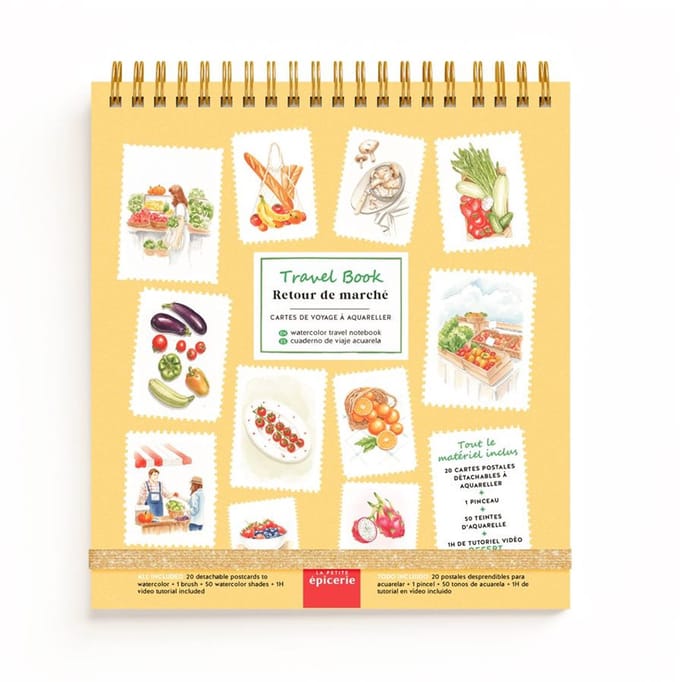 La Petite Epicerie – Retour de marché – aquarel boek – 20 kaarten