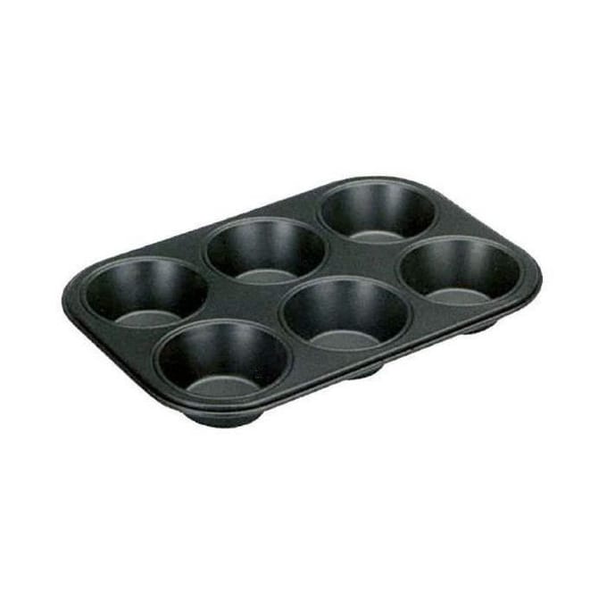 Plaque 6 muffins - IBILI - Métal antiadhérent - 26 x 18 x 3,2 cm - Noir noir