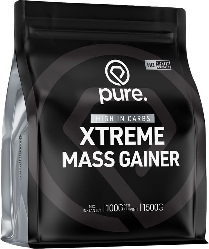 Pure. Xtreme Mass Gainer - Aardbei - 1500g - eiwit - koolhydraten - gewichtstoename - weightgainer