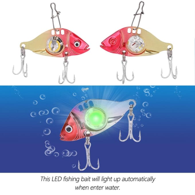 Leurres de pêche sous-marins à LED avec hameçon triple et accessoires beige