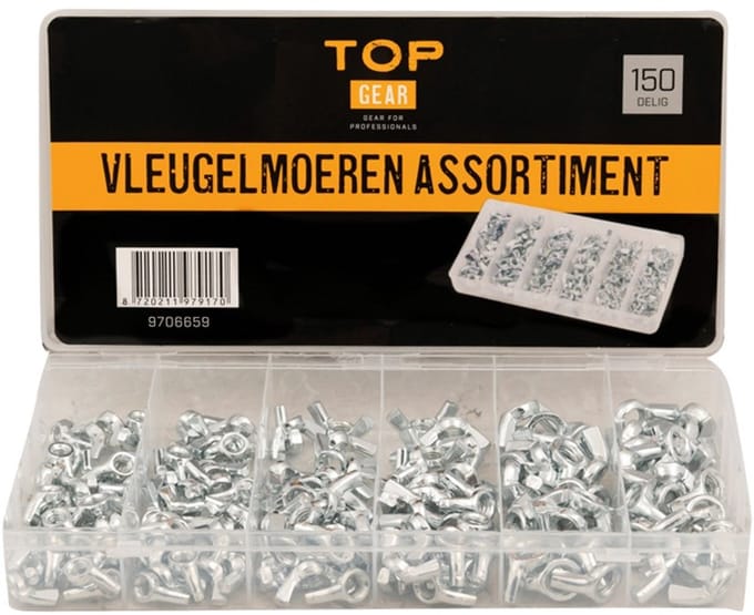 Topgear Vleugelmoeren assortiment 150 delig