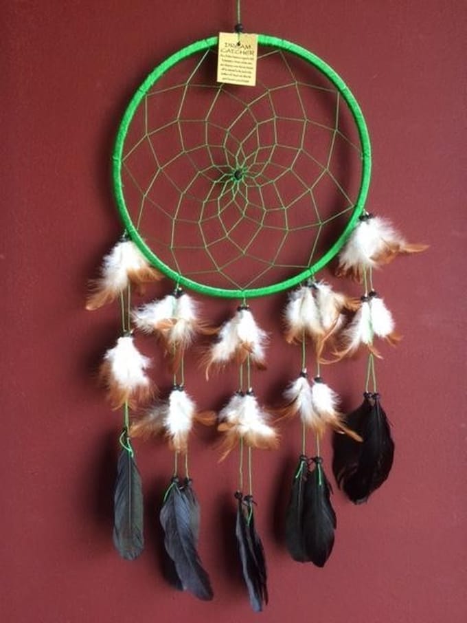 Dromenvanger / Dreamcatcher Ø26cm zonder kleintjes  - groen