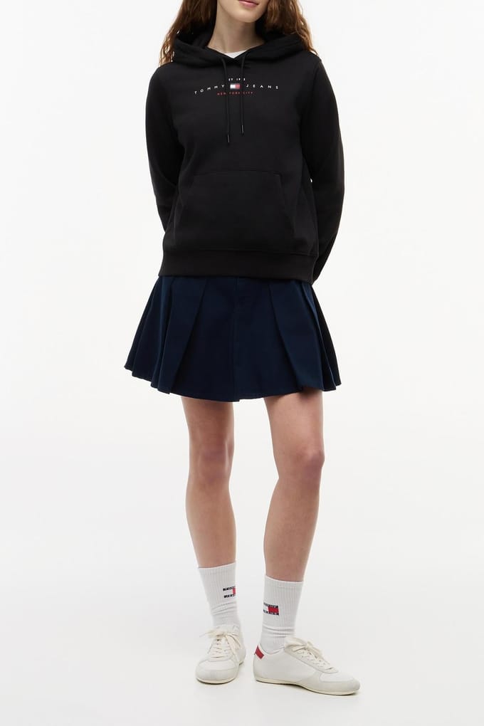Tommy Hilfiger Regular Us Linear Hoodie Black Größe: S | Kaputzenpullis Outlet | Damen | Schwarz