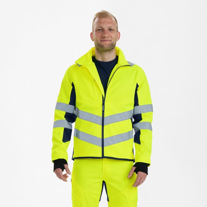 Engel Safety werkjack met 2-weg stretch 1544-314 - Hi-vis Yellow / Blue Ink - S