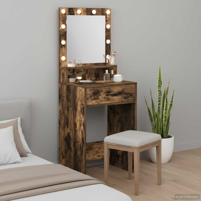 vidaXL - Kaptafel - Rook - Eiken - 50 - x - 41 - x - 135 - cm - Bewerkt - hout