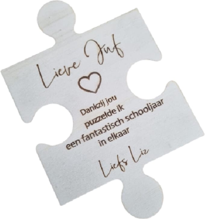 Lieve juf puzzelstuk gepersonaliseerd - decoratie - 21 x 14 cm