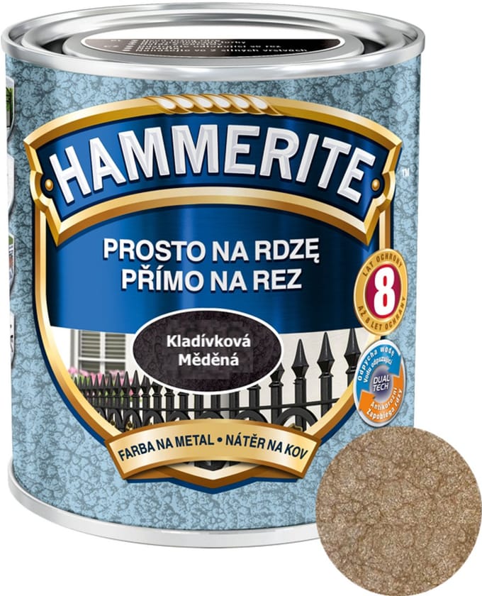 Hammerite Direct op roest hamer 0,25 l, bruin