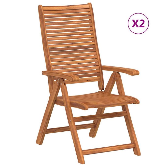 vidaXL - Verstelbare - klapstoelen, - 2 - stuks, - gemaakt - van - massief - acaciahout.