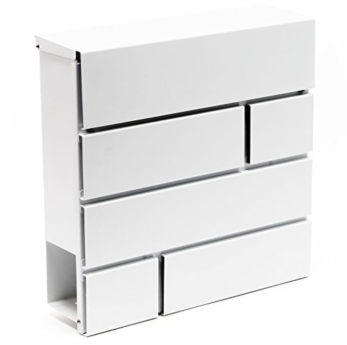 Moderne witte brievenbus met krantenrol en poedercoating