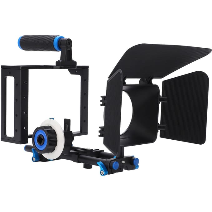 Aluminium DSLR Camera Camcorder Video Cage Rig Kit Filmsysteem met Follow Focus black