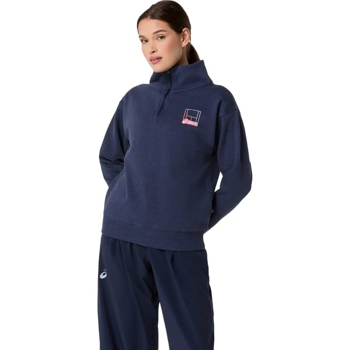 Dames sweatshirt met halve rits Asics Core Graphic