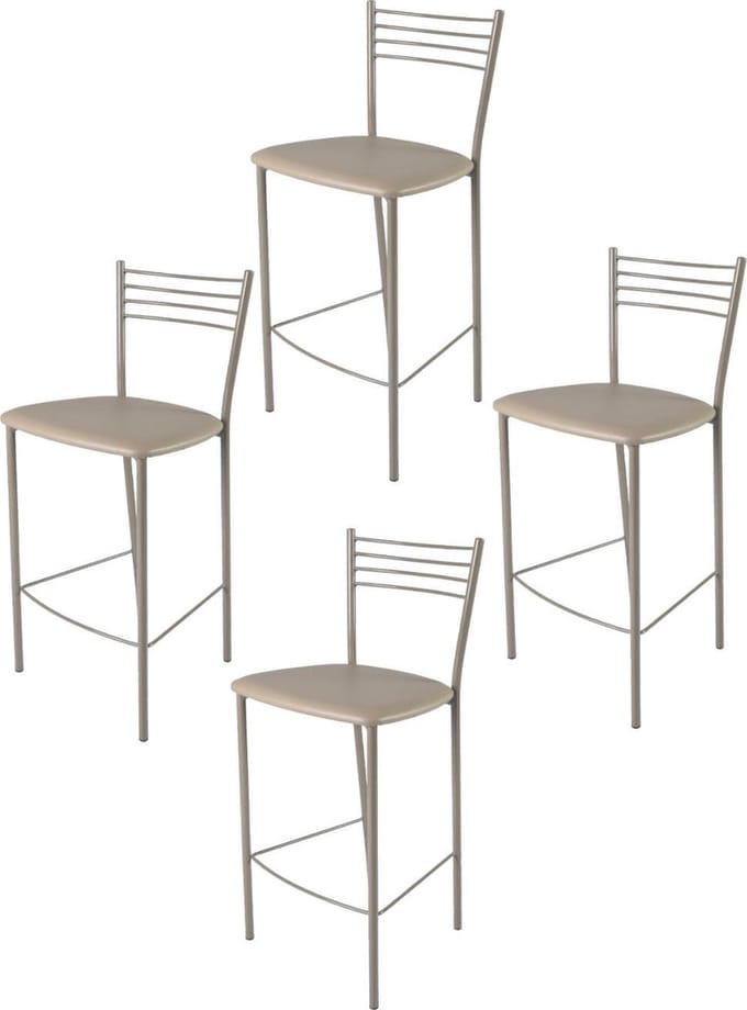 Tommychairs Elena - Eetkamerstoelen - Set van 4 - Aluminium & Donker Grijs - Kunstleer