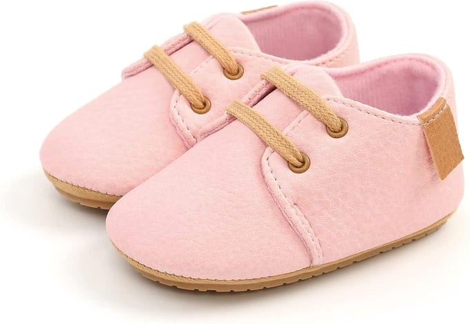 Steppies - Babyschoentjes PU Leer met Veters - Roze - Maat 17-18