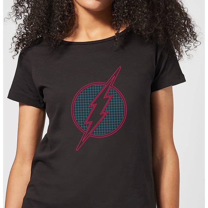 Justice League Flash Retro Grid Logo Women's T-Shirt - Black - 3XL