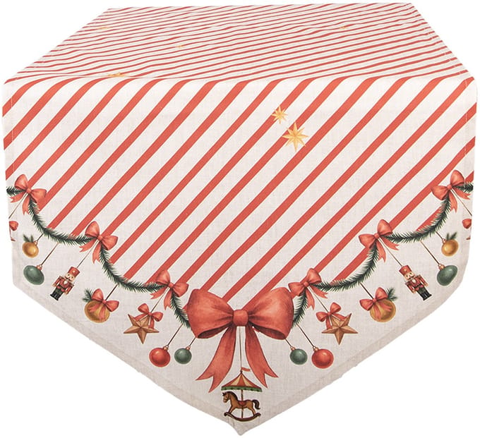 Clayre & Eef Tafelloper 50x160 cm Beige Katoen