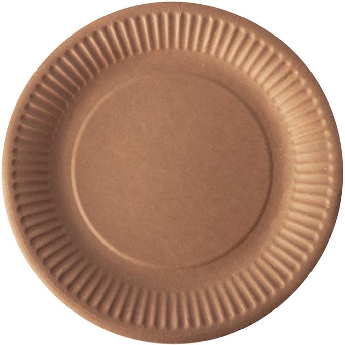Bord pure, rond, bruin, diameter 19 cm, uit karton, pak van 20 stuks