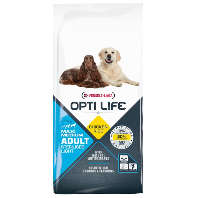 2x12,5kg Adult Light Medium & Maxi Opti Life Hondenvoer