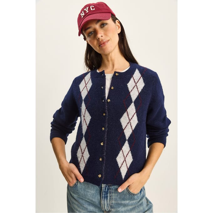 Ruitpatroon Cardigan met Knopsluiting