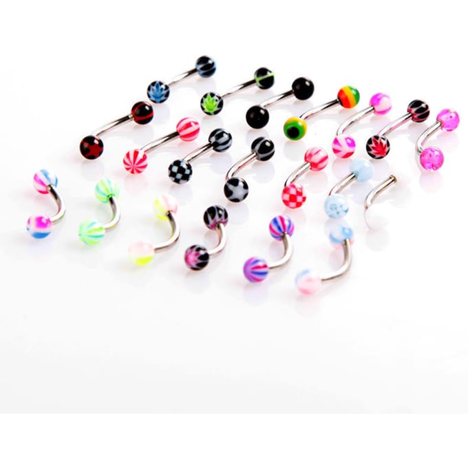 20st bola Veelkleurige Barbell curvado cejas anillos bares Cool Piercing Tragus veelkleurig