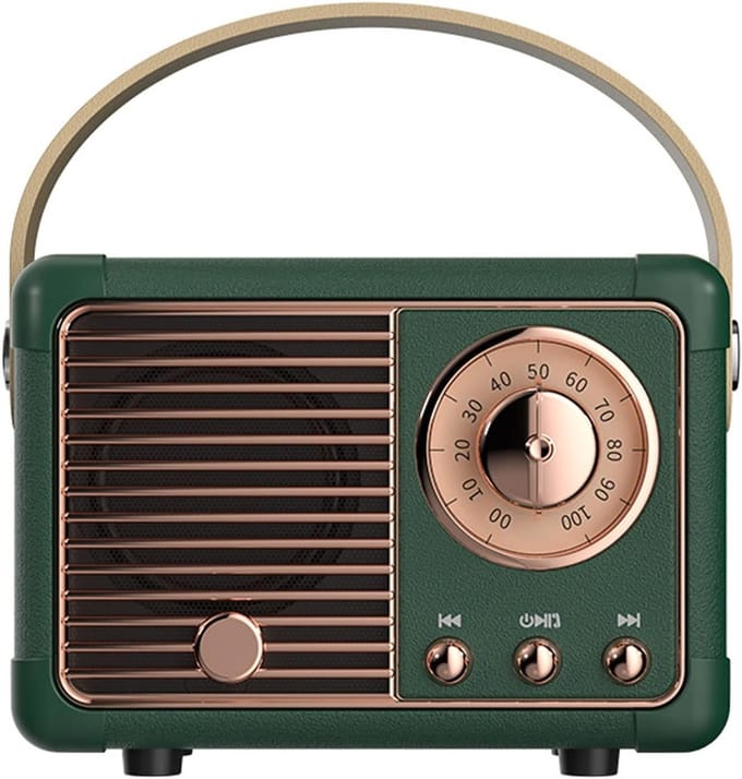 Retro bluetooth luidspreker - vintage luidspreker met klassieke antieke stijl - luid volume - draadloze Bluetooth 5.0-verbinding - bluetooth luidsprekers boxen - groente