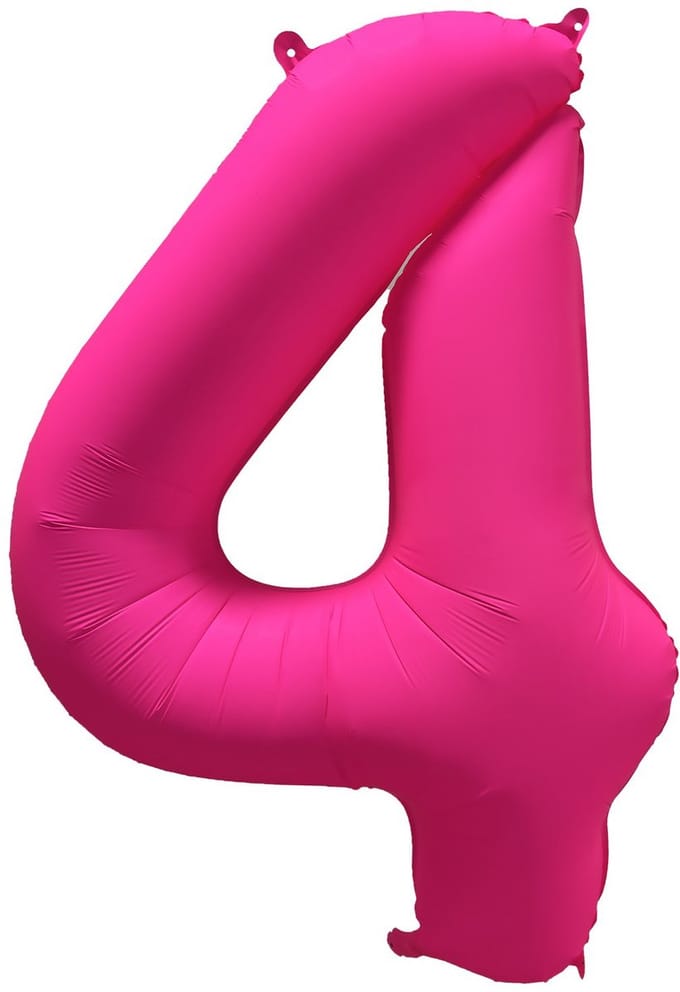 Folieballon 4 jaar - Neon Roze - 86 cm