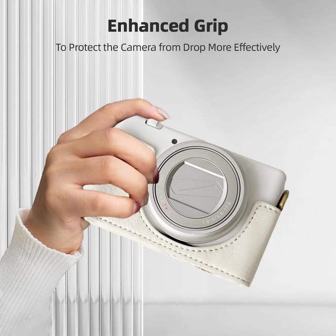 Draagbare Camera Beschermhoes Retro Stijl Camera Etui Houder Draagtas Opening Onderkant Ontwerp wit
