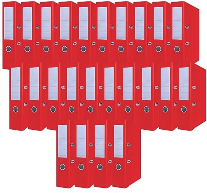 24-Pack A4 Ordners Rood | Professionele Papermappen | 75 mm Rugbreedte