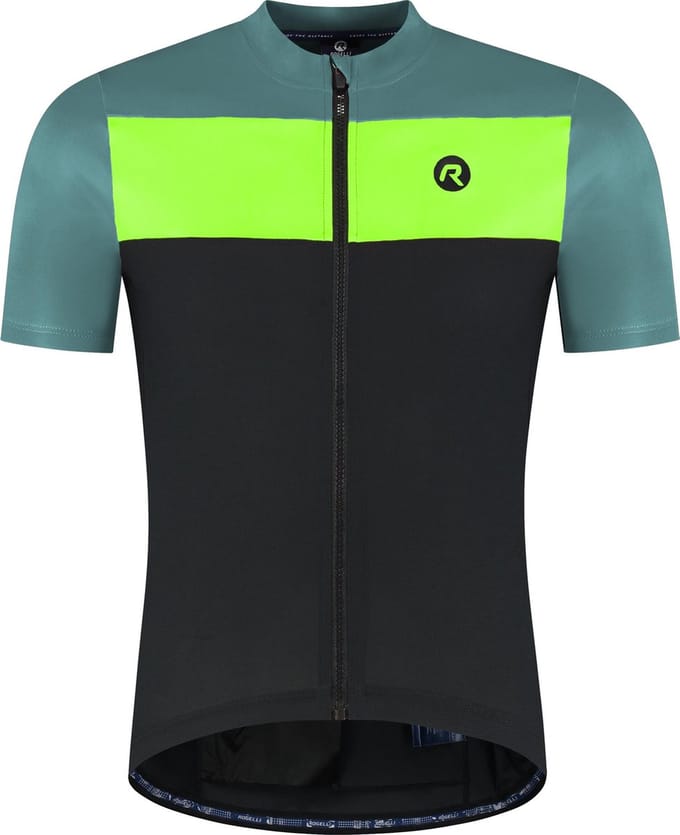 Rogelli Core Block Heren Fietsshirt - Korte mouw - Turquoise/Fluor