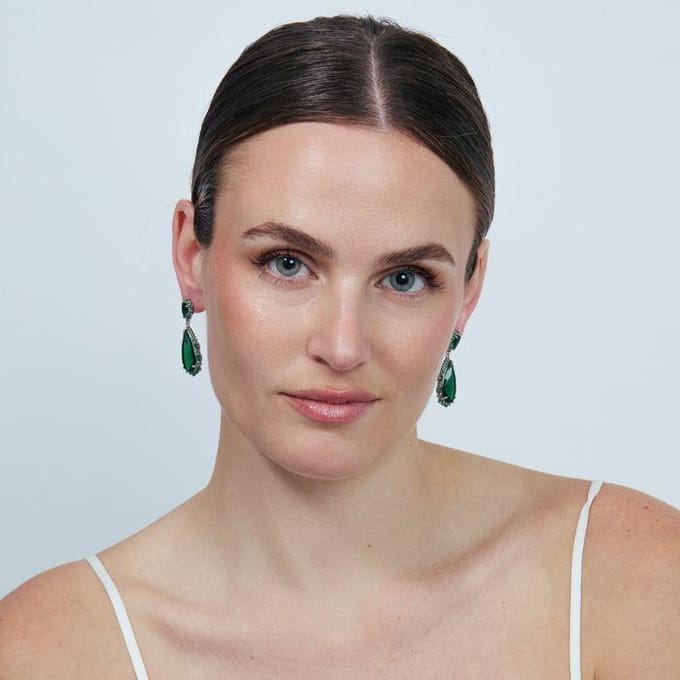Luxenter Emerald Zirconia Metaallegering Oorbellen Rhodium Afwerking - Cakrolm